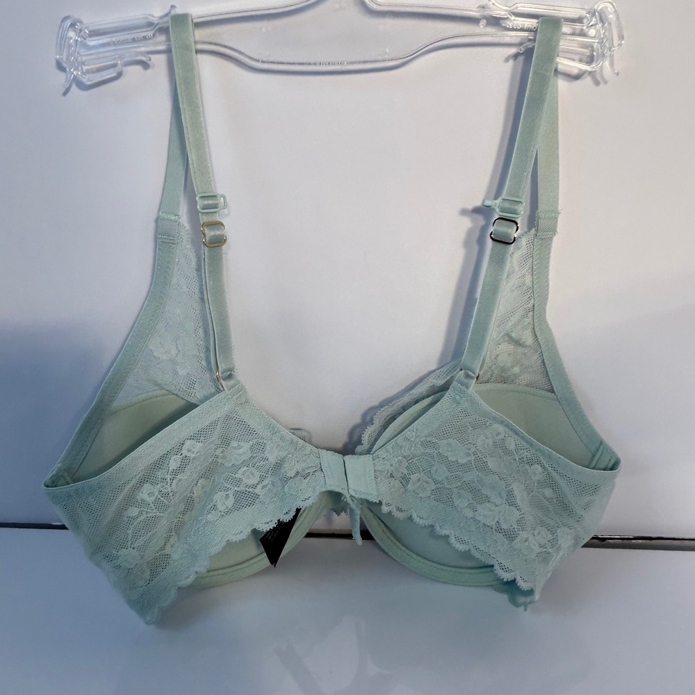 Natori Sage Green Lace Trim‎ Underwire Balconette Bra 32C - Picture 5 of 11